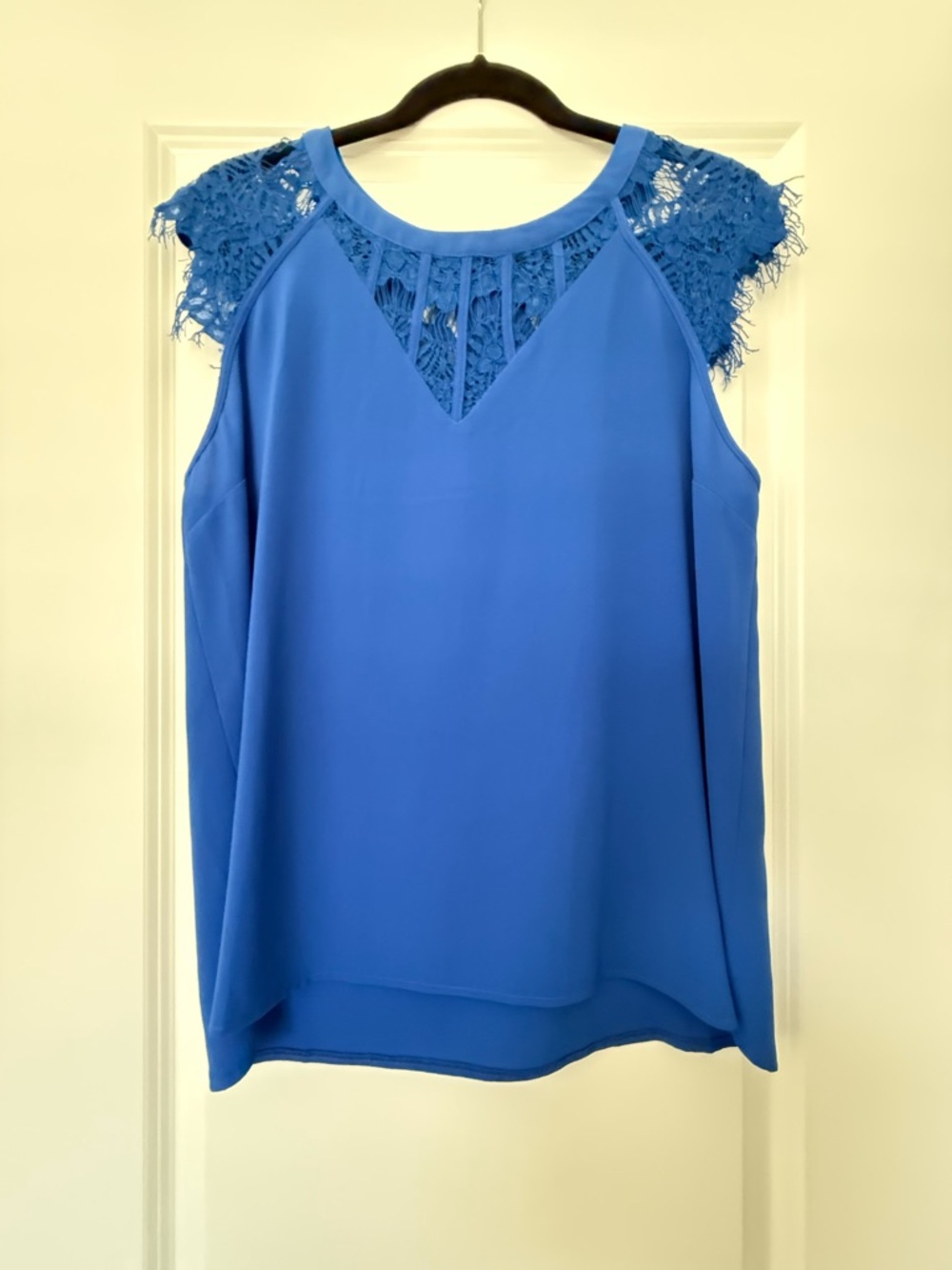 Brixon Ivy Cobalt Blue Lace Yoke Cap-Sleeve Camisole